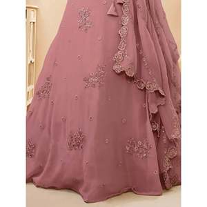 A-Line Dusty Pink <b>Sequins</b> Georgette Party Lehenga Choli for Prom - Product Image 2