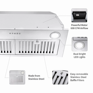 Ventilateur de cuisine encastré 3 vitesses en acier inoxydable 800 CFM - Product Image 4