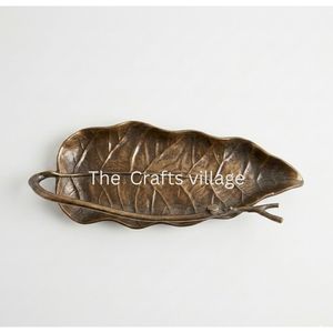 Elegante Bandeja de Servir con Diseño de Hojas Metálicas, Acabado Bronce, Bandeja Decorativa Moderna para Mesa, Plato para Frutas y Bocadillos, Adorno para el Hogar, Regalo - Product Image 1