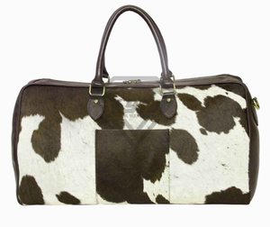 Sac de voyage en cuir de vachette premium, fait main, en cuir véritable à poils, sac de week-end pour hommes et femmes, durable, bagage à main - Product Image 2