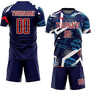 Ensemble de maillots de football professionnels personnalisés respirants grande taille en polyester, uniforme de football imprimé par sublimation, tenue de sport d'équipe demi-maillot - Product Image 5