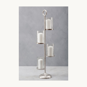Metal Candle Stand Set Three Glass Holders Heat Resistant <b>Silver</b> Finish Home Decorative <b>Lantern</b> for Tabletop Display Wedding - Product Image 5