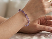 Bracelet en Améthyste Naturelle Perles Roulées Facettées AAA Bracelet en Pierres Précieuses Fait Main