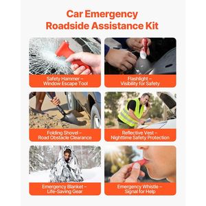 Kit di emergenza per auto da 31 pezzi Kit di pronto soccorso medico per veicoli strumenti essenziali di emergenza - Product Image 6