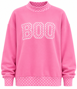 Custom Logo Women's Mock Neck Oversized Sweatshirt Polka Dot <b>Patchwork</b> Letter Applique Embroidery Winter Fleece Pullover <b>Top</b> - Product Image 6