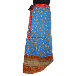 Indian Reversible Vintage Silk Sarees Wrap <b>Skirts</b> Women Wear Vintage Silk Sari <b>Long</b> Length Wrap Around <b>Skirt</b> 2 Layer Reversible - Product Image 5