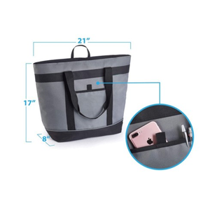 Sac isotherme portable et réutilisable 600D (gris) avec mousse thermique pour pique-niques et voyages - Product Image 4