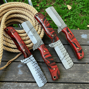 Cuchillo de caza y vaquero de hoja fija de acero de Damasco hecho a mano con punta de gota, tipo Bull Cutter, para exteriores y ranchos, con mango de resina de grado industrial OEM - Product Image 2