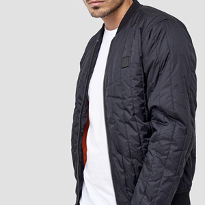 Chaqueta Bomber Acolchada para Hombre, Color Sólido, Cierre de Cremallera, Resistente al Viento, Prenda Exterior de Poliéster, Estilo Casual Otoñal - Product Image 3
