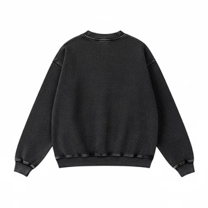 Sweat-shirt à col rond noir délavé pour homme, 100 % coton molletonné, coupe classique, pull décontracté pour l'hiver, imprimé numérique, manches longues - Product Image 6