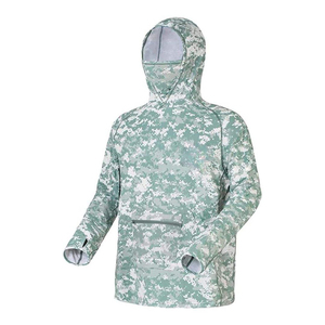 Wholesale High Quality Men's Camouflage Long Sleeve Fishing Hoodie With UPF 50 UV Protection Pullover Style - Product Image 6