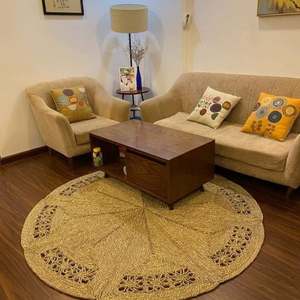 Textured Water Hyacinth Rug From Vietnam Natural Fiber Braided Woven Rug for Living Room Bedroom Resort Home Hotel Floor - Product Image 2