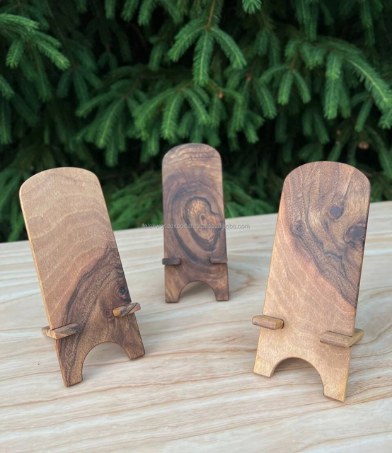 Handcrafted Polished Classic High Quality Wooden Phone Holder Mobile Stand Sturdy for Birthday/New