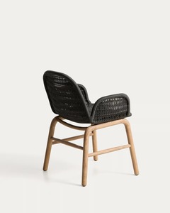Chaise de salle à manger moderne en teck de qualité supérieure avec revêtement en microfibre et pieds en bois - Meubles de salle à manger écologiques - Product Image 6