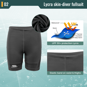 Aropec UPF 50+ Pantalones Cortos de Buceo de Spandex con Bolsillos Laterales, Agarre de Silicona, Costuras Planas, Térmicos, Ecológicos - Product Image 3
