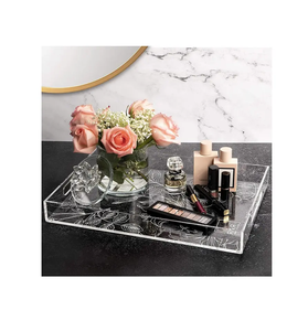 Plateau de service rectangulaire en acrylique transparent pour aliments, fruits, légumes, décoration, présentoir, boîte de présentation en acrylique – Vente en gros - Product Image 1