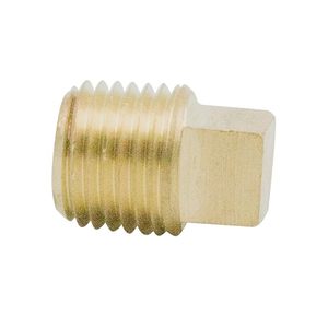 Conexión de latón para tubería, tapón cuadrado sólido, macho NPT de 1/4" (AOL-02) - Product Image 1