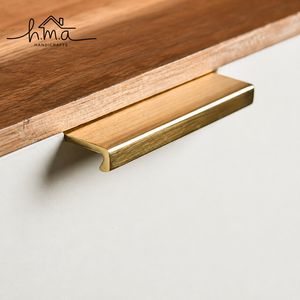 <b>Matte</b> <b>Black</b> Brass Edge Pull Cabinet Handle Modern Minimalist Finger Grip Drawer Wardrobe Kitchen Cabinet <b>Door</b> Handle Hardware - Product Image 3