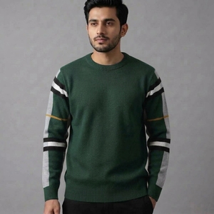 Nouvelle Collection Automne/Hiver 2026 – Pull Homme Tricoté Anti-Plis Doux et Chaud à Rayures et Carreaux, Col Rond, Polyester/Coton 220g, Style ODM - Product Image 4