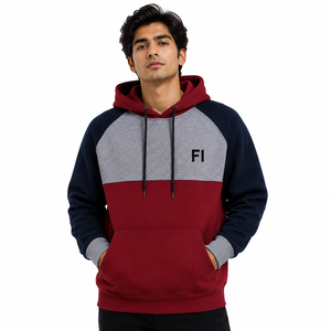 Sweat-shirt à capuche personnalisé bicolore pour homme en molleton épais de coton – Confortable, idéal pour l'hiver et le streetwear – Fabricant en gros - Product Image 1