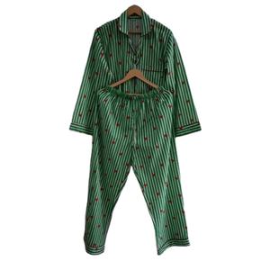 Women's <b>Summer</b> Cotton Floral Print Pajama Set Hand Block Print Quick Dry & Breathable Comfortable Full Length <b>PJs</b> - Product Image 1