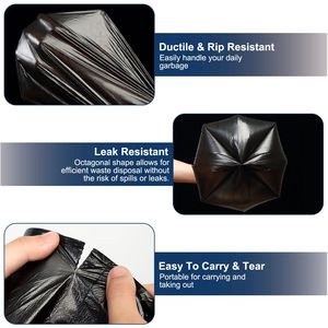 5 Rollos de 50 Bolsas de Basura Negras Desechables sin Perfume, Resistentes a Fugas, para Acampar, Inodoros y Uso Doméstico General - Product Image 4