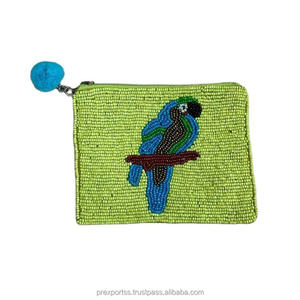 Monedero de Lentejuelas con Diseño de Loro Tropical, Bordado a Mano, con Cierre, Gran Capacidad, Ecológico, Suave, para el Verano - Product Image 1