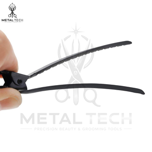 Pinces à cheveux antidérapantes noires mates de haute qualité, pinces à cheveux professionnelles de salon avec poignée texturée pour le coiffage, vente en gros - Product Image 5