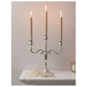 Candélabre de luxe sans flamme pour décoration de mariage, en fer, finition polie et gouttes de cristal - Product Image 6