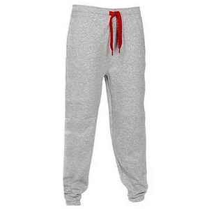 mens light grey red drawstring tracksuit full zip <b>hooded</b> <b>jacket</b> and cuffed jogger pants set casual <b>fleece</b> activewear winter - Product Image 3
