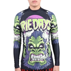 Wholesale Customizable Anti-UV Breathable BJJ MMA Jiu Jitsu Rashguard with Washed Sublimation Designs - Product Image 1