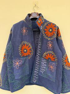 Bohemian Suzani <b>Coat</b> for <b>Women</b> Handcrafted Uzbek Embroidery Short TNT Jacket Vintage Ethnic Festival Outerwear Gift - Product Image 2