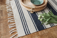 Tapis en coton jacquard réversible fait main, décoration bohème, tapis de sol à franges rayé, tapis doux pour salon, motif abstrait