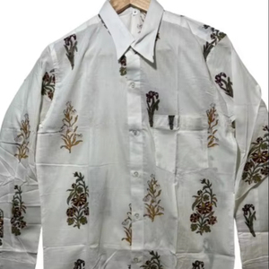 Camisa de Manga Larga de Diseñador 100% Algodón para Hombre, Estampado Floral Hecho a Mano |   Tela Transpirable |   Exportación B2B - Product Image 1