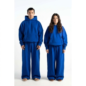 Conjunto Deportivo de Lujo Azul 2 en 1 para Hombre, Venta al por Mayor, 2026, Sudadera con Capucha y Pantalones Jogger de Forro Polar 100% Algodón, Logotipo Personalizado, Deporte de Invierno - Product Image 1