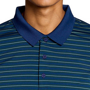 Polo de golf de marca privada con rayas azul aguamarina, de alto rendimiento, transpirable, elástico, de corte regular, informal, personalizado, tejido. - Product Image 5