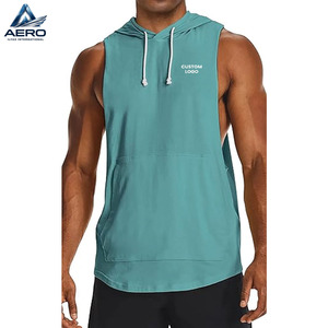 Newest Men's Cut Off <b>Workout</b> Sleeveless <b>Hoodies</b> In Solid Color Gym Muscle Tank Training Gym Wear Customized Made For Men - Product Image 1