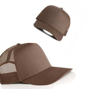 หมวกแก๊ปทรงทรัคเกอร์สีน้ำตาล ปักโลโก้ได้ตามต้องการ 5 แผง ตาข่ายด้านหลัง ปรับขนาดได้ ขายส่ง คุณภาพสูง หมวกเบสบอลสีน้ำตาลช็อกโกแลตสำหรับผู้ชาย - Product Image 6