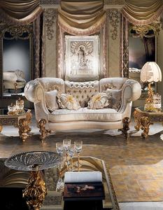 Royal European Solid Teak Wood <b>Sofa</b> Set Luxury Carved Gold 3 Seater Couches Central Coffee Side <b>Tables</b> Majlis Furniture - Product Image 3