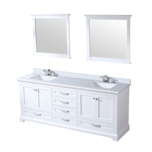 80 In. White Double Bath Vanity with 22 In. D White Quartz Top and 30 In. Mirrors Faucet Set Included - Product Image 4
