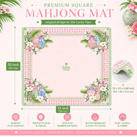 Tapis de Mahjong Floral Chinoiserie Rose Personnalisé 33x33 en Néoprène Antidérapant Pliable Housse de Table Carrée Cadeau de Luxe OEM Poker Américain