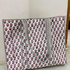 Grand sac fourre-tout matelassé en coton à volants, écologique, durable, robuste, pour courses, fait main, motif vintage - Product Image 2