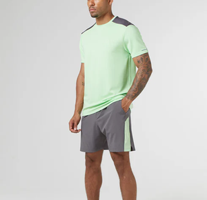 ชุดกีฬาผู้ชายลำลองฤดูร้อน 2 ชิ้น ระบายอากาศได้ดี น้ำหนักเบา เสื้อยืดแขนสั้น กางเกงขาสั้นออกกำลังกาย โพลีเอสเตอร์ 100% ชุดออกกำลังกาย - Product Image 2