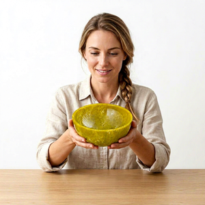 Handmade Polished Eco-Friendly Dishwasher Safe Resin Bowl <b>Green</b> Crackle Glaze Modern Luxury Design Stackable for <b>Food</b> Serving - Product Image 1