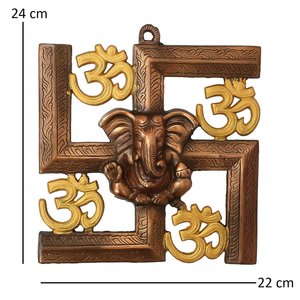 JaipurCrafts Cast Iron Ganesha Wall <b>Sculpture</b> Vertical <b>Art</b> <b>Deco</b> Design Diwali Religious Home Entrance Door Multicolour 22.86 X - Product Image 4