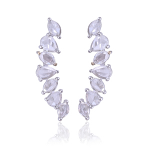 Modernos Pendientes de Aro con Corte Marquesa y Diamantes en Oro Blanco de 18K, Joyería Fina para Novias, Bodas y Fiestas - Product Image 5