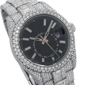 Black Dial Circular Swiss Automatic Mover Moissanite Diamond Quartz <b>Watch</b> Luxury <b>Iced</b> <b>Out</b> Stainless Steel Automatic Wrist <b>Watch</b> - Product Image 3