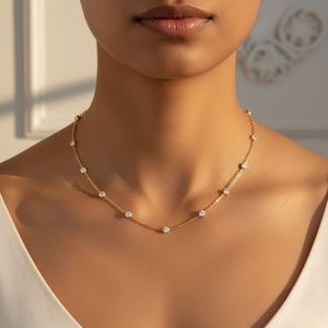 Collier avec diamant brillant de 1,85 carats de laboratoire, taille brillant, certifié IGI, serti clos, style 'Diamonds Yard', or rose 10K, cadeau de fête - Product Image 6