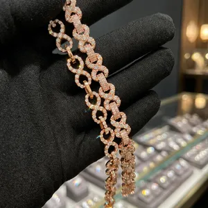 Pulsera de Cadena Estilo Infinito con Diamantes Moissanite Chapados en Oro Rosa, Engaste Completo, Joyería para Uso Diario de Mujer - Product Image 1