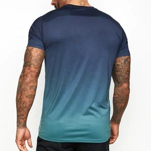 T-shirt d'été haut de gamme pour homme, coupe ajustée, avec logo personnalisé, imprimé, élastique, dégradé de couleurs, effet tie-dye ombré, respirant - Product Image 2